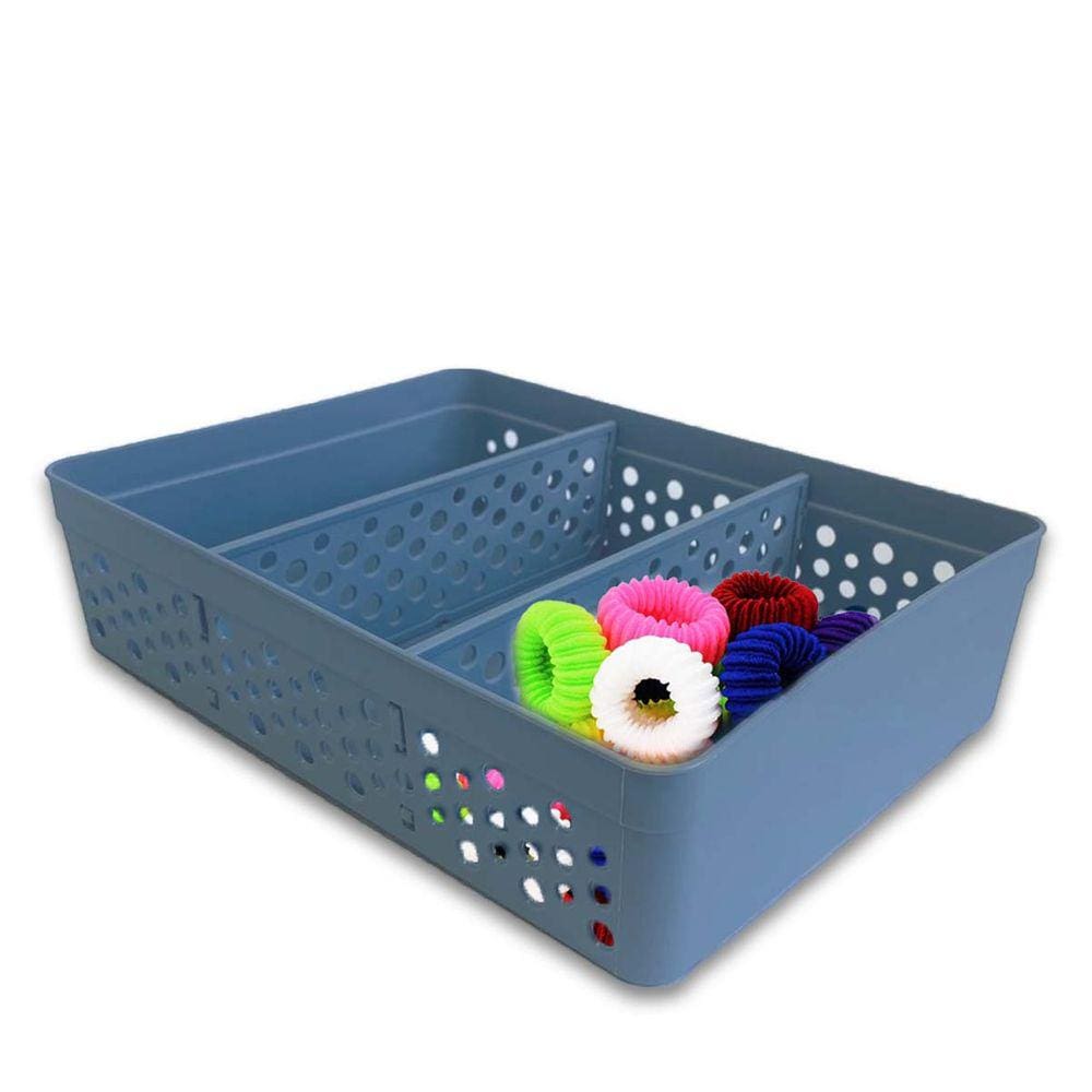 Cesto Organizador Armário Gaveta 2 Divisórias GG Azul Blue