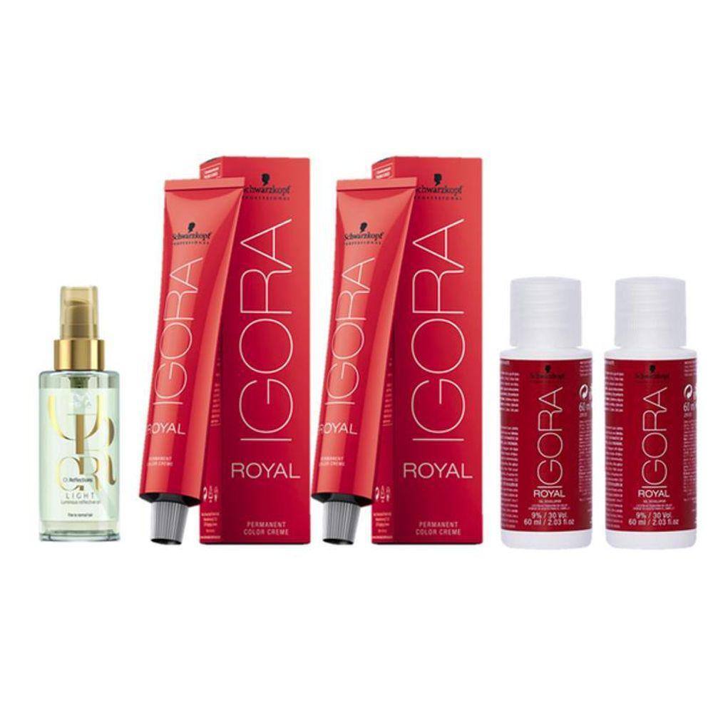 Kit Igora 9.7 Louro Extra Claro Cobre , Água Oxigenada 30 vol e Flamingo