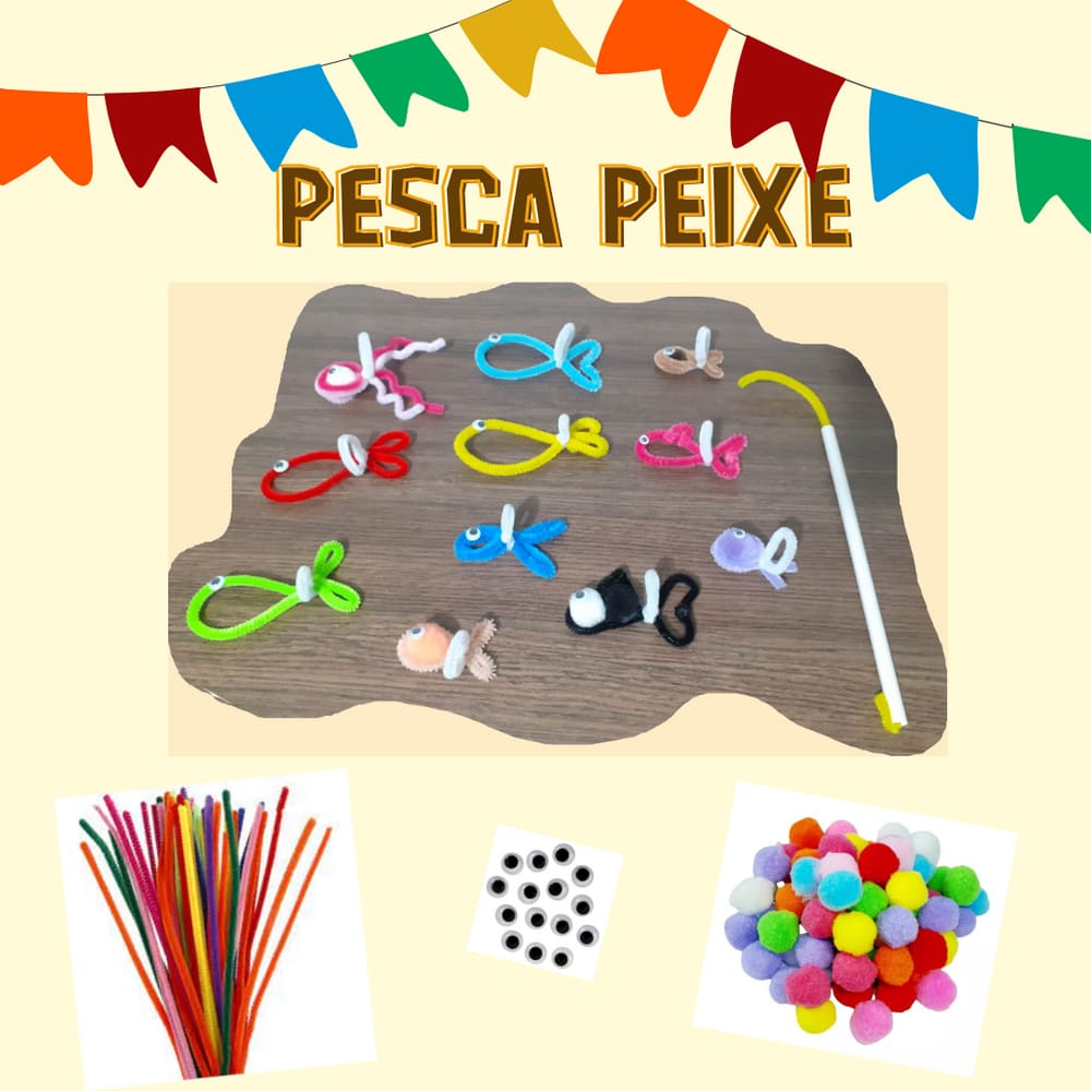 Pesca Peixe + Kit Atividade Diy Escola Junina Festa Em Geral