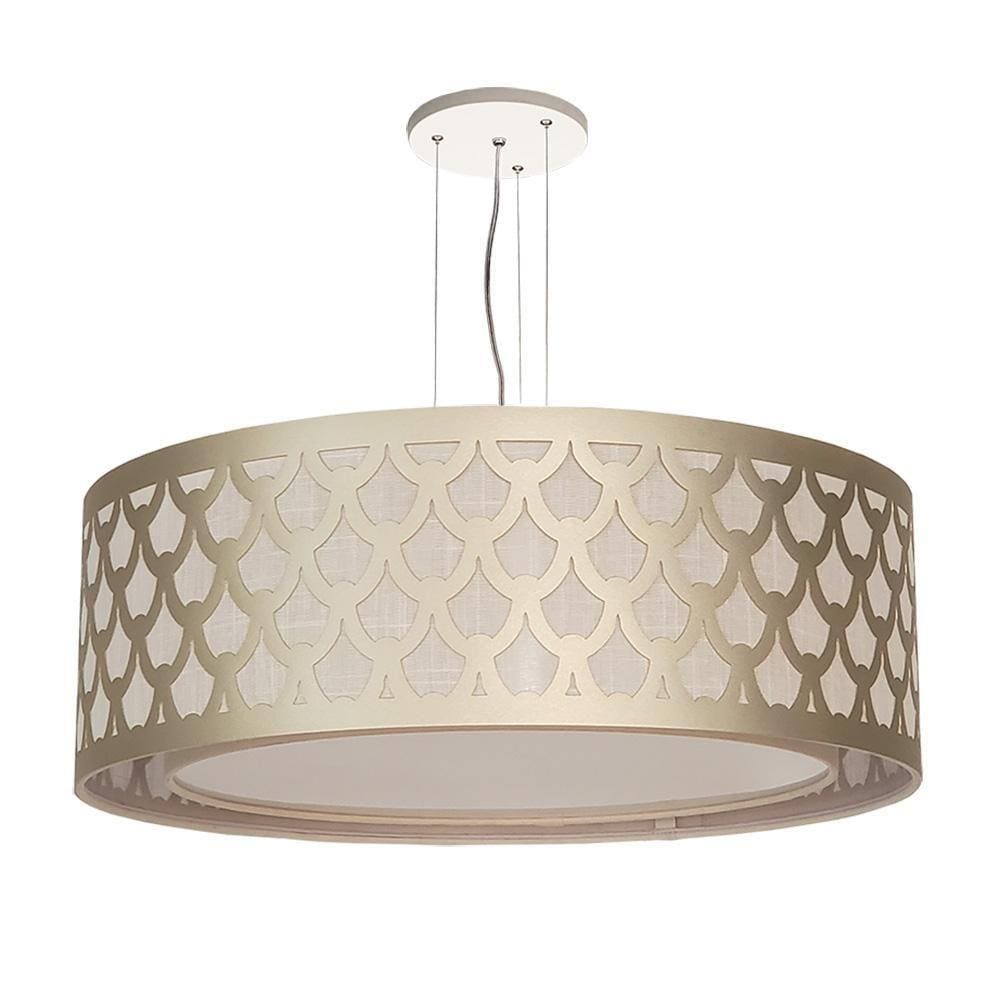 Luminária De Teto Pendente Trama Cúpula Dupla Bronze 40X16
