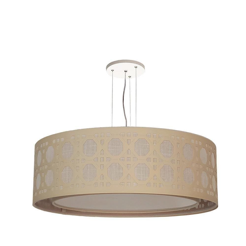 Luminária De Teto Pendente Palha Cúpula Dupla Cru 50X16