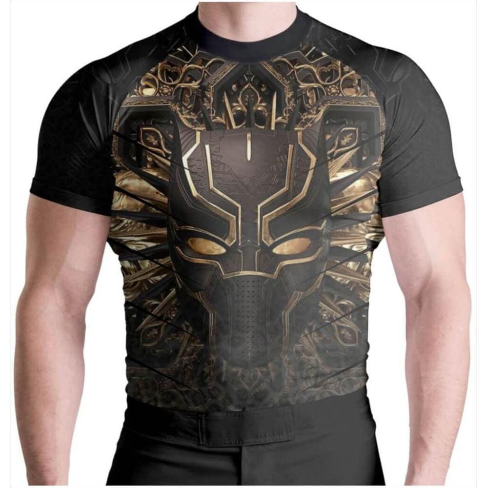 Rash Guard Dourada Pantera Manga Curta