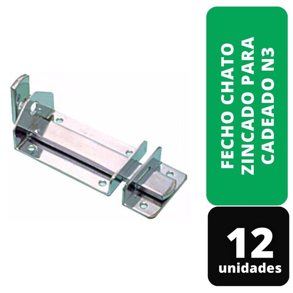 Kit C/ 12 Fecho Chato Zincado Para Cadeado N3 100x50mm Inca