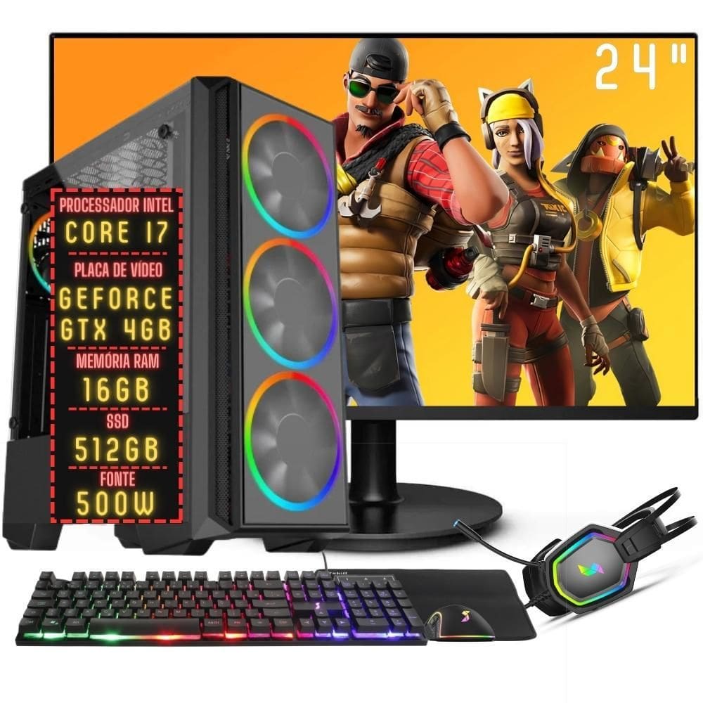 Pc Gamer Completo I3 Hd500 Placa De Video Monitor Hdmi