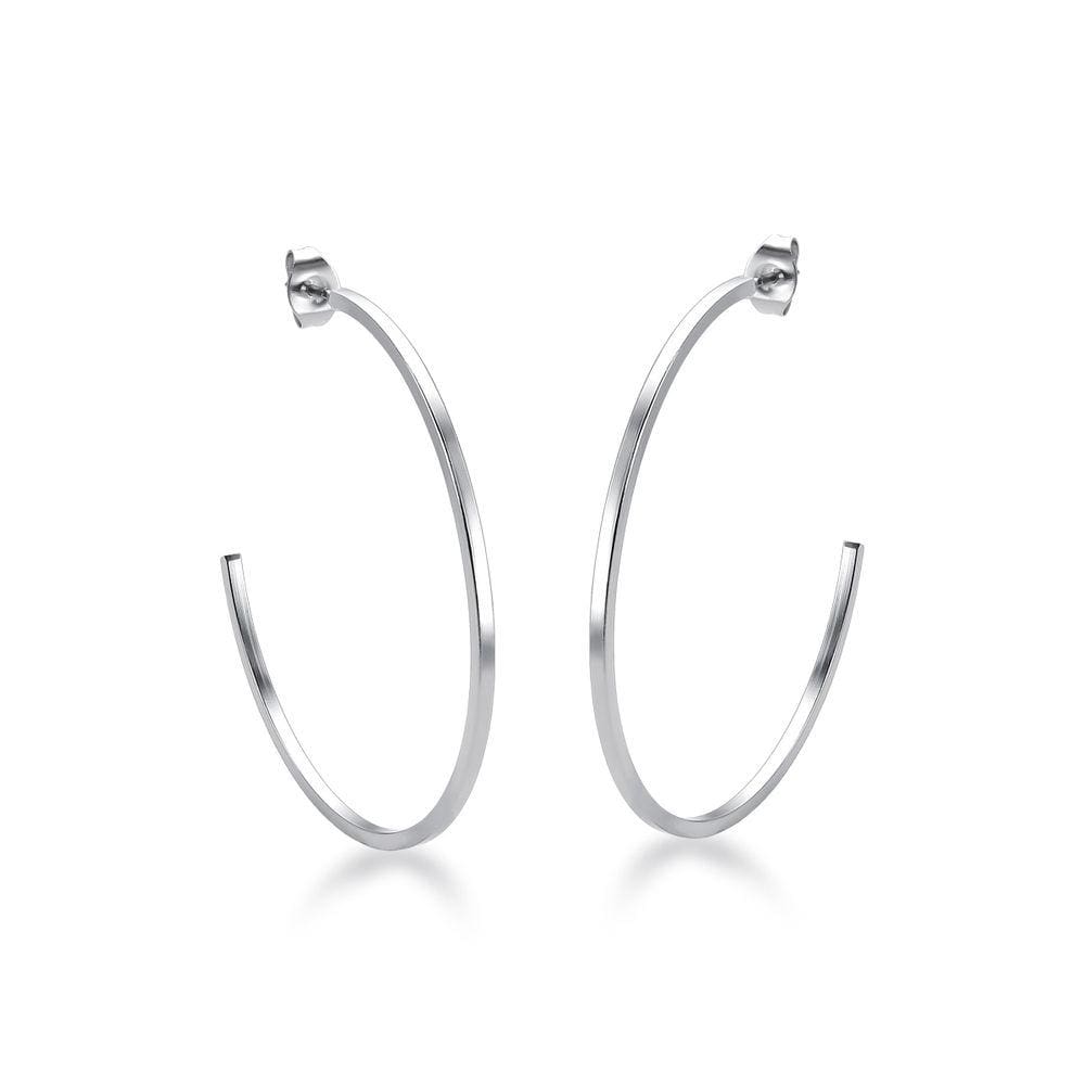 Brinco de Argola Fina Média De Tarraxa Aço Inox Hipoalérgico