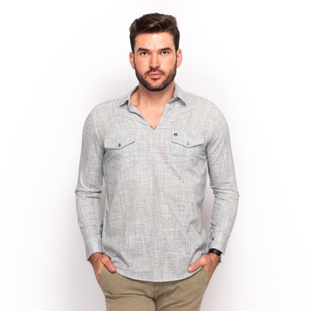 Bata Teodoro Masculina Manga Longa Bolsos Casual