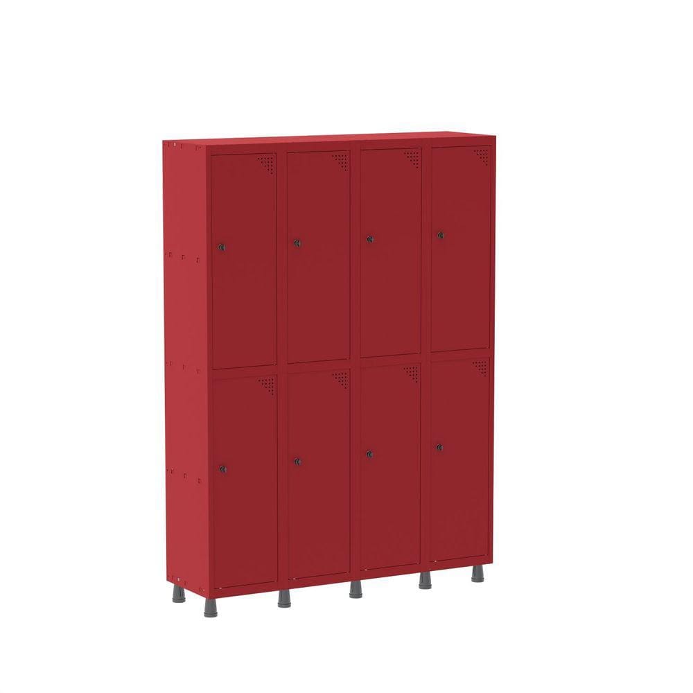 Armario Roupeiro 8 Portas Aço GRP 504/8 Pandin Móveis Vermelho