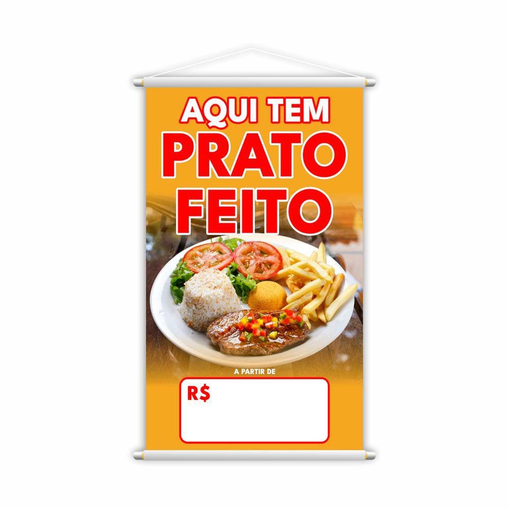 Banner Aqui Tem Prato Feito Restaurante Preço 80x50cm