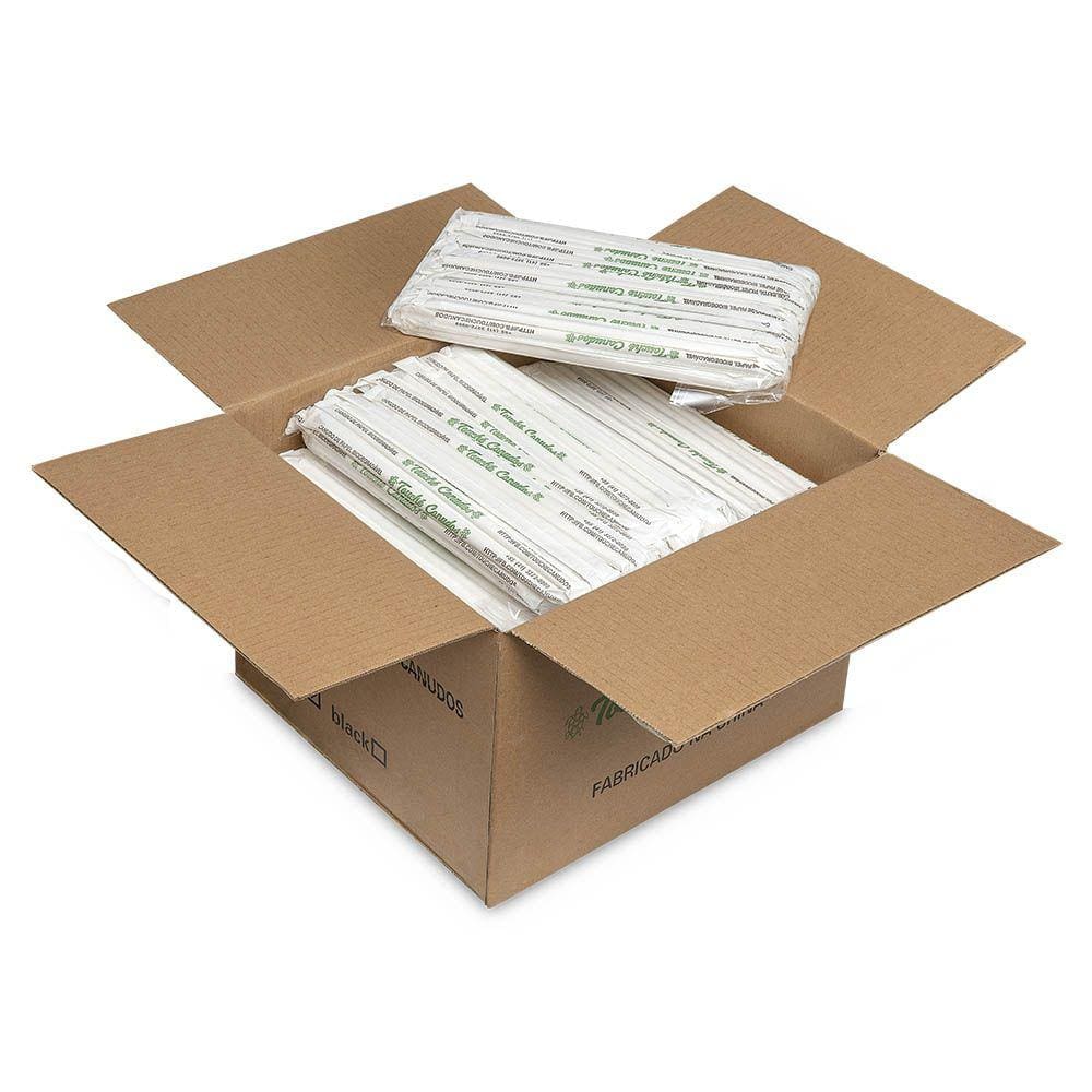 KIT C/1000 Canudo de Papel Embalados Individualmente 5mmx250mm - BRANCO