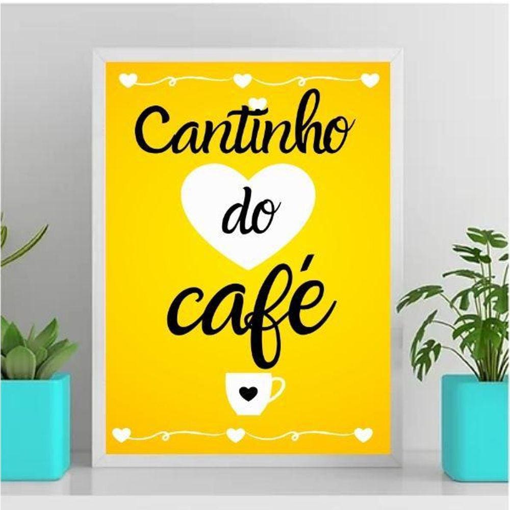 Quadro Cantinho Do Café Amarelo 33X24Cm Branca