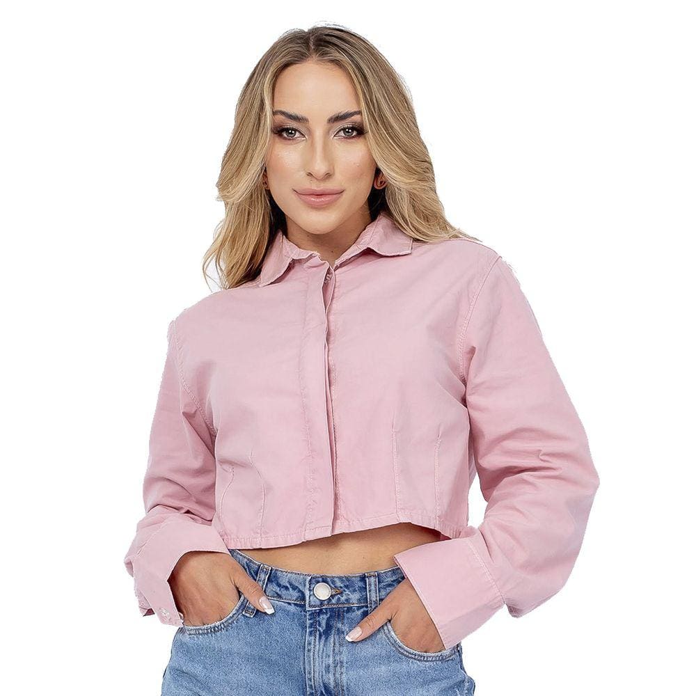 Camisa Feminina Cropped Selena Rosa