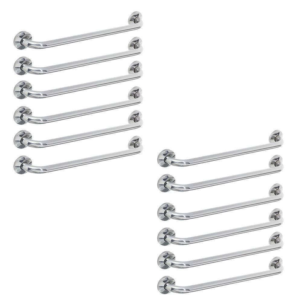 Alça de Apoio Barra Kit 12 Unidades Barra 50cm Inox Banheiro Deficiente Idoso Cadeirante Corrimao Acessibilidade Segurança