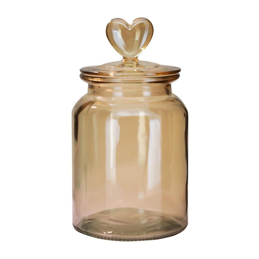 Pote Vidro Hermético Âmbar Decor Afeto Coração 1310ml