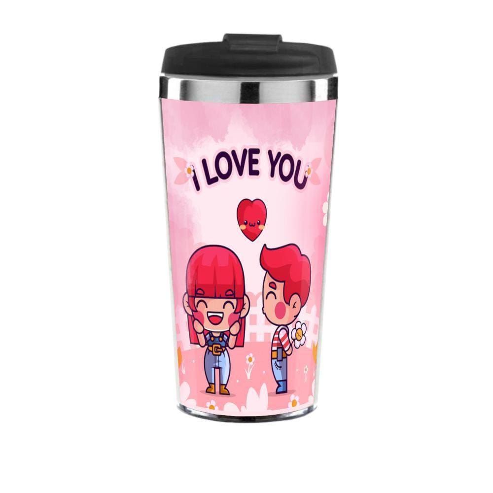 Copo Térmico Personalizado Namorados - I Love You - Rosa