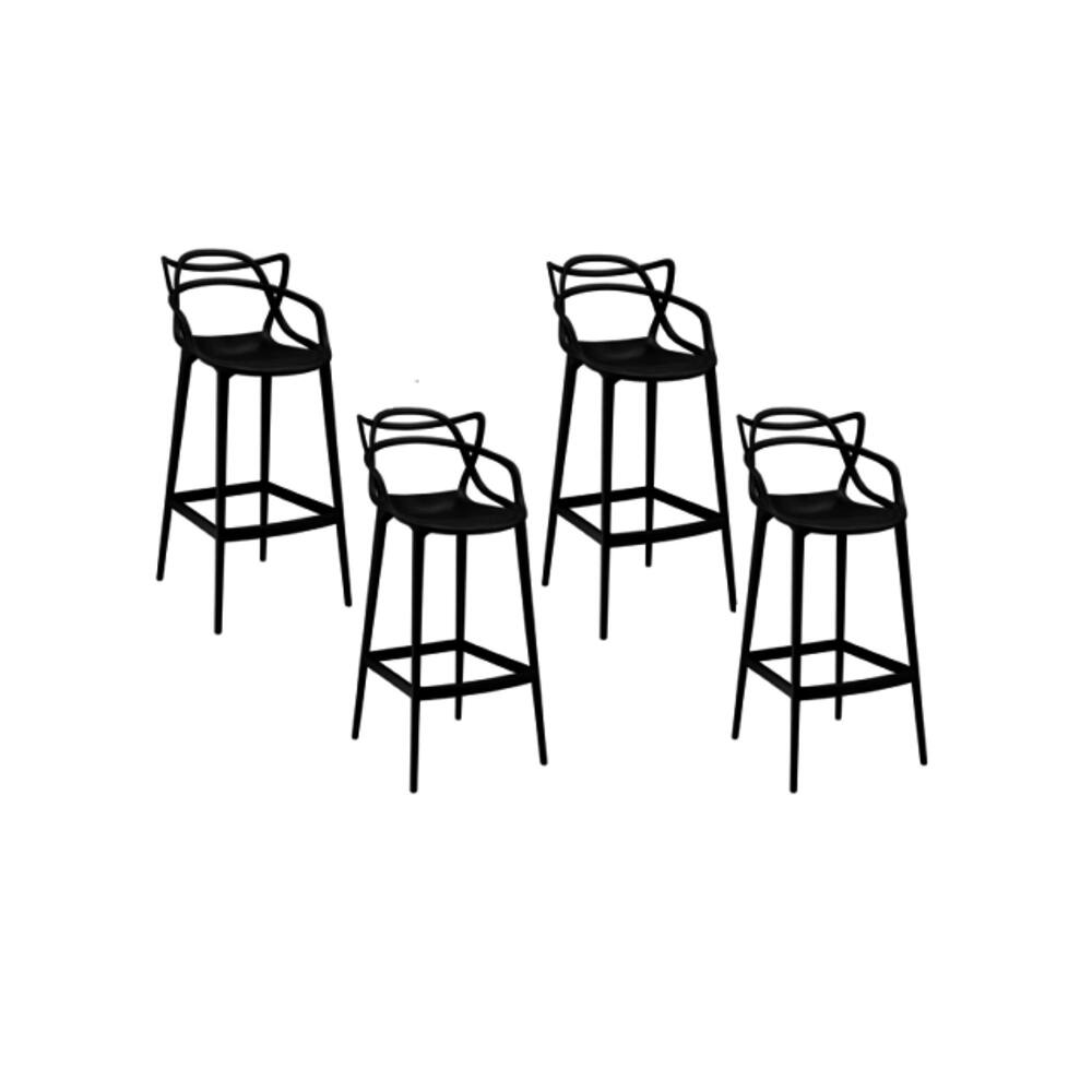 Conjunto c/4 Banqueta Allegra Alta Master Preta Cozinha Americana Balcão Polipropileno