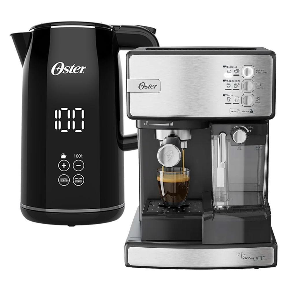 Kit Cafeteira Espresso Nova Primalatte E Chaleira Digital Black Oster - 220v 220v