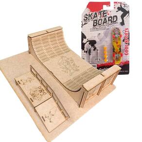 Kit Pista Skate Half Radical com Skatinho + 1 skate de Dedo