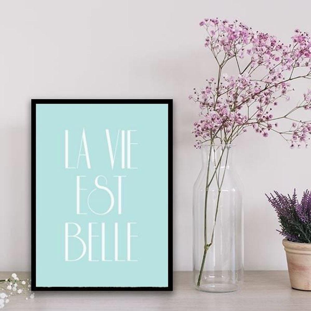 Quadro La Vie Est Belle 24X18Cm - Vidro Preta