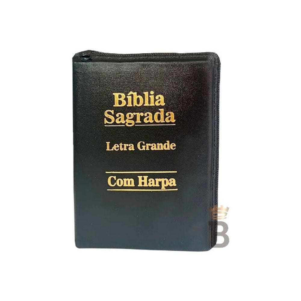 Bíblia Sagrada Letra Grande Com Harpa Com Zíper Cor Preta