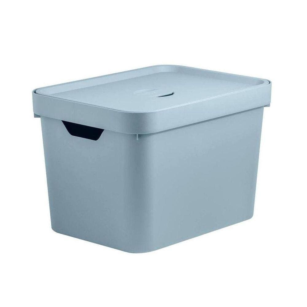 Caixa Organizadora Cube Azul Com Tampa 18 Litros - Ou