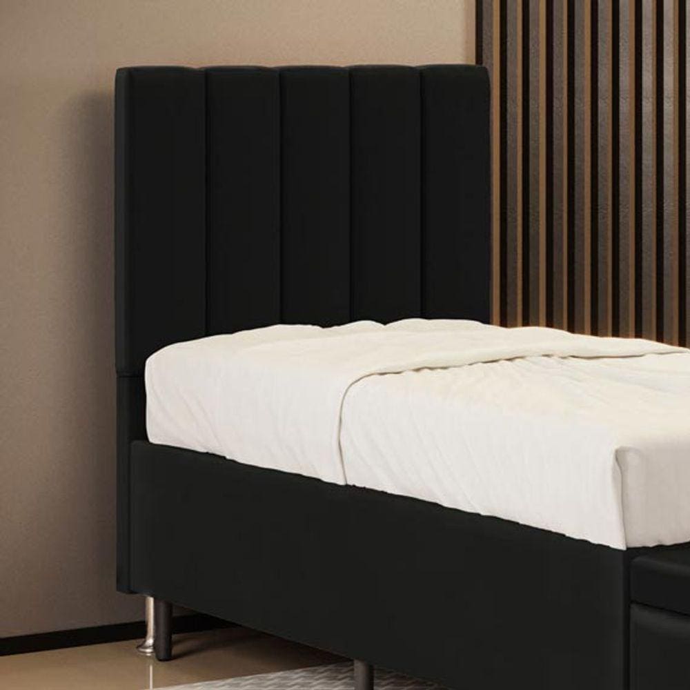 Cabeceira Nashira 90 para Cama de Solteiro A-012 Couro Preto Aradecor
