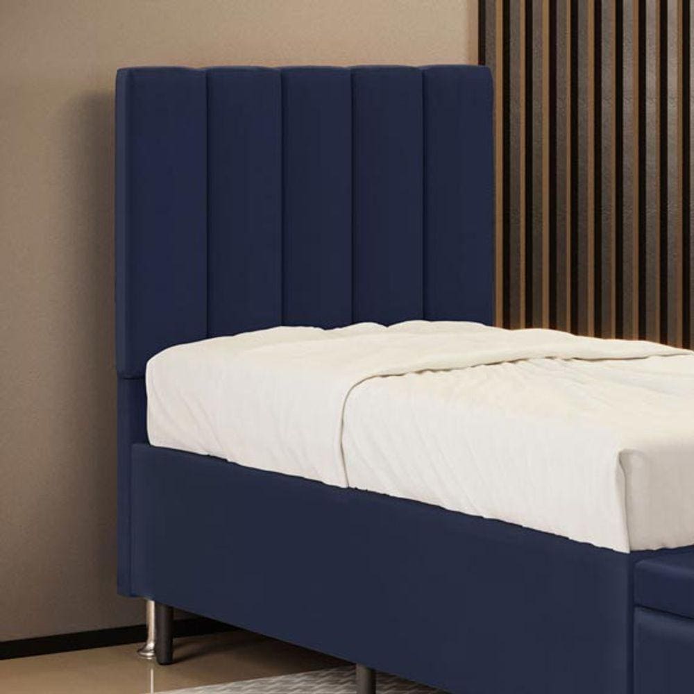 Cabeceira Nashira 90 para Cama de Solteiro A-019 Couro Azul Aradecor