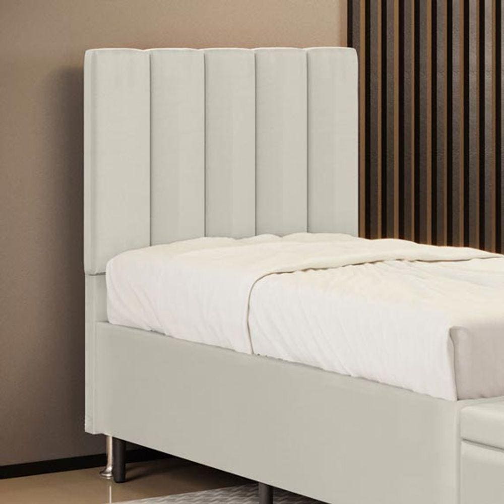 Cabeceira Nashira 90 para Cama de Solteiro A-017 Couro Bege Aradecor