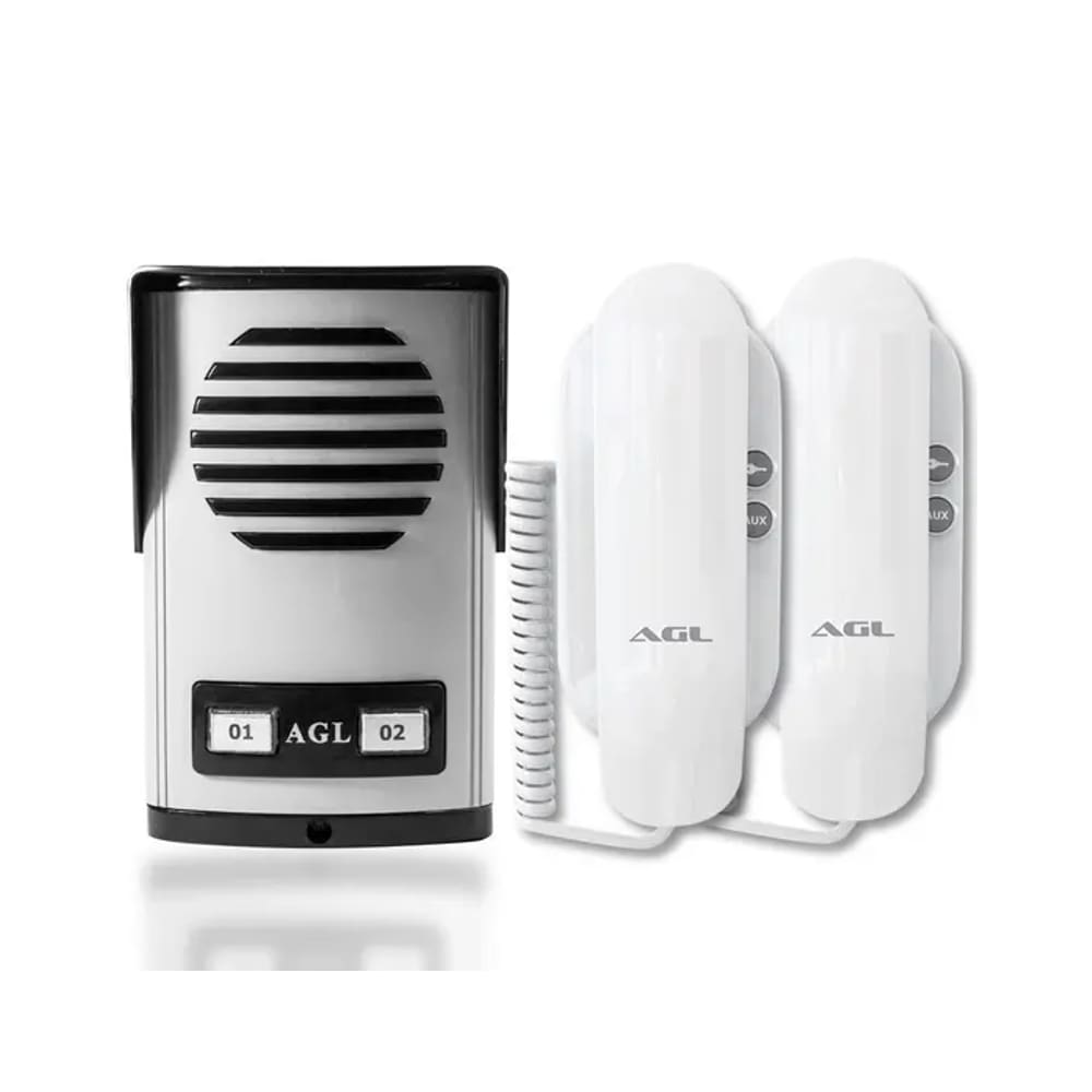 Kit Porteiro Eletrônico Coletivo Agl 2 Pontos 2 Monofones