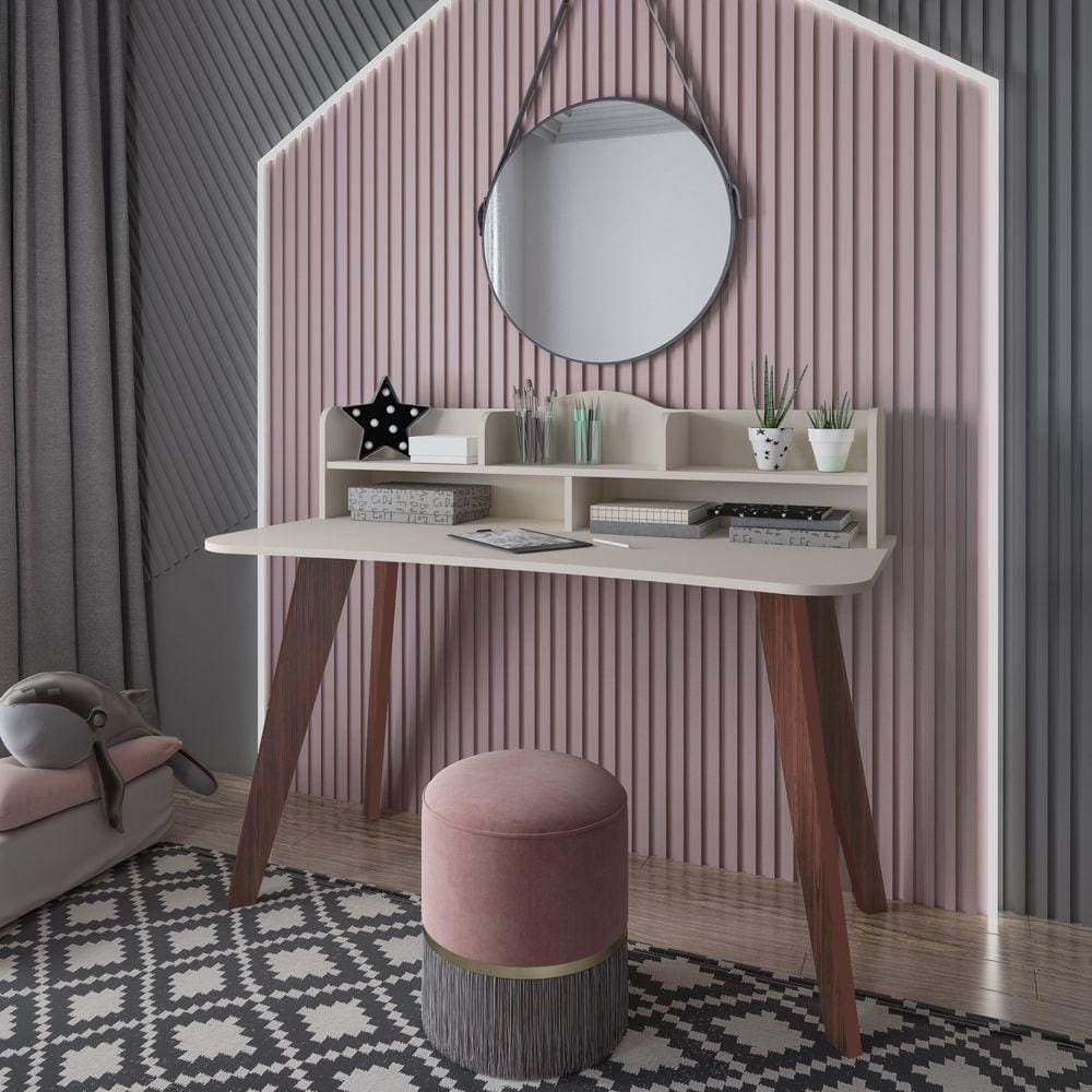 Escrivaninha com Nicho Sofia Artely Off White/Cedro