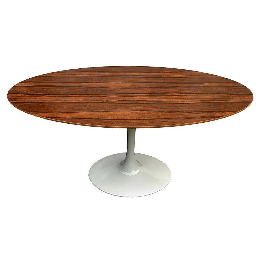 Mesa Saarinen Oval Pau Ferro 135x90cm - Base Branca