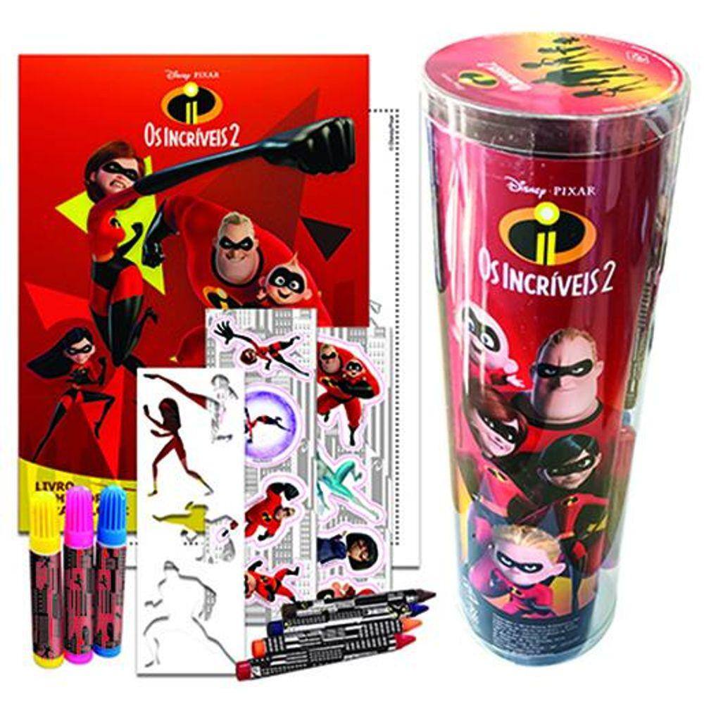 Disney - Tubo histórias para colorir - Os incríveis
