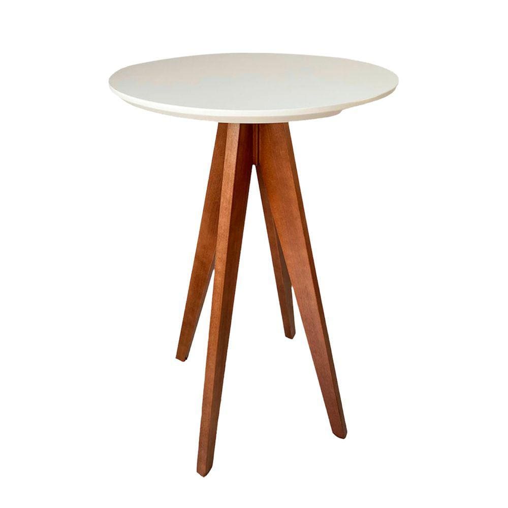 Mesa Bar Alta Redonda 60 x 100 Cm Itália Bistrô Pé Palito Retrô Madeira Maciça - CCS