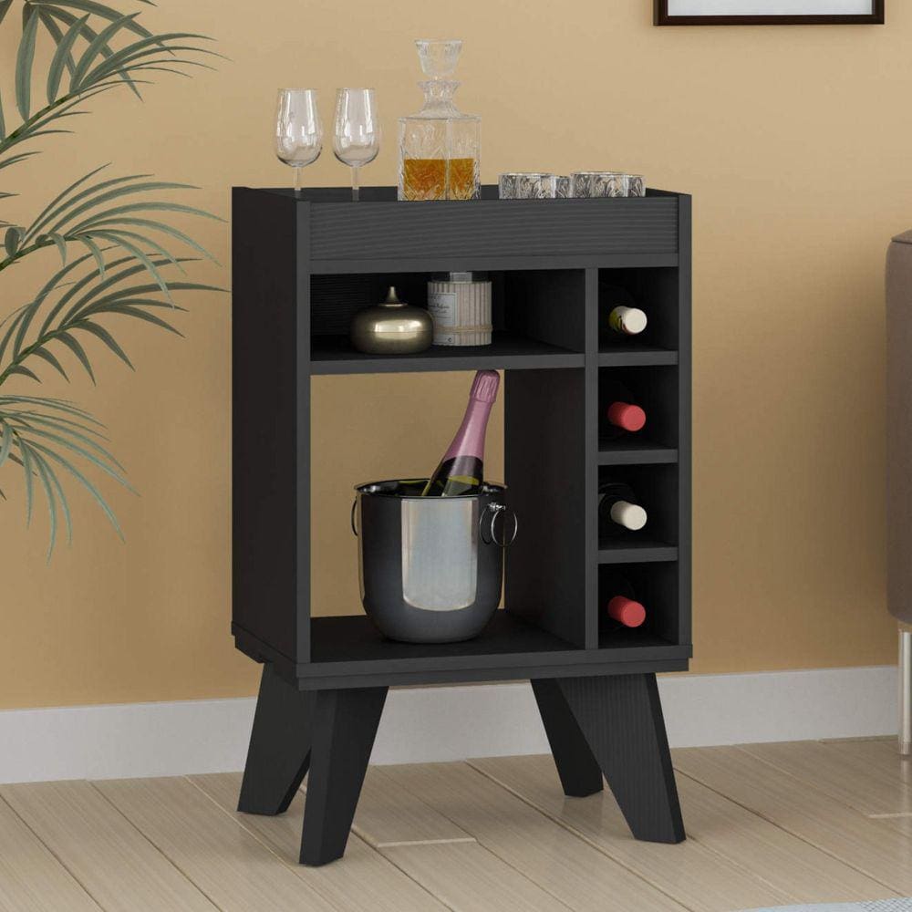 Bar com Espelho 6 Nichos Drink Artely Preto