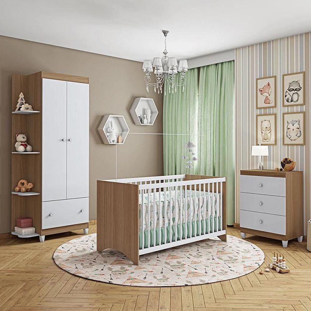 Conjunto Quarto Infantil Gutti Berço Comoda e Guarda Roupa