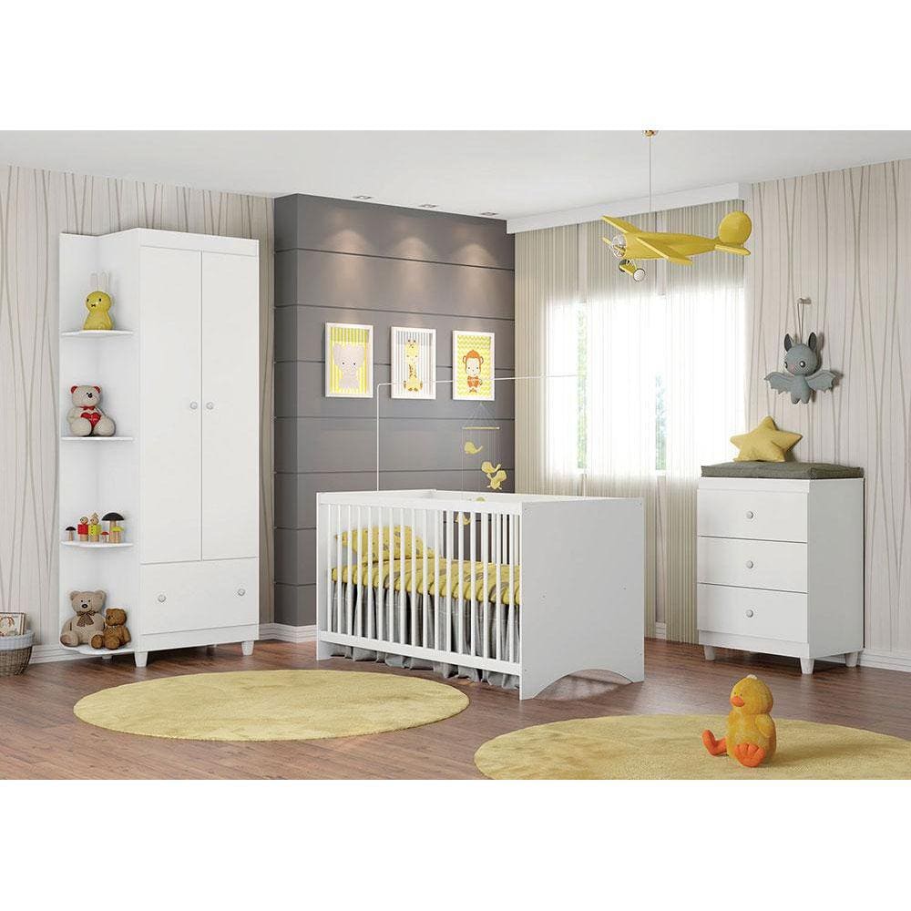 Conjunto Quarto Gutti Berço Com Colchão Comoda Guarda Roupa