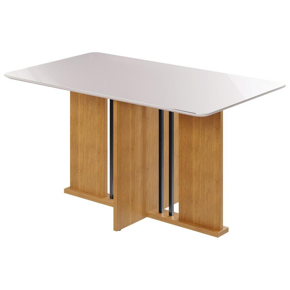 Mesa Sala de Jantar Graciosa Tampo com Vidro 120x80cm