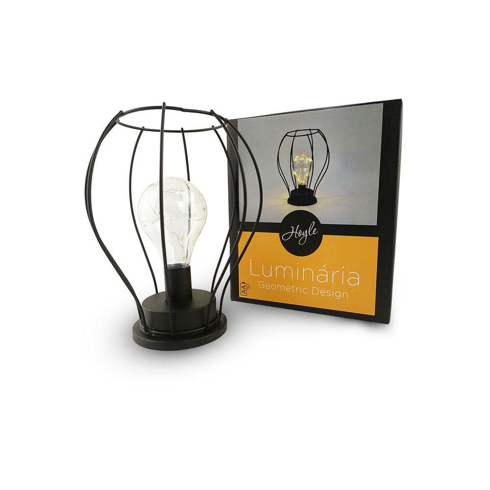 Luminária Aramada Geométrica Hoyle Led a Pilha Balão 22CM Decoração Para Casa Quarto Escritório