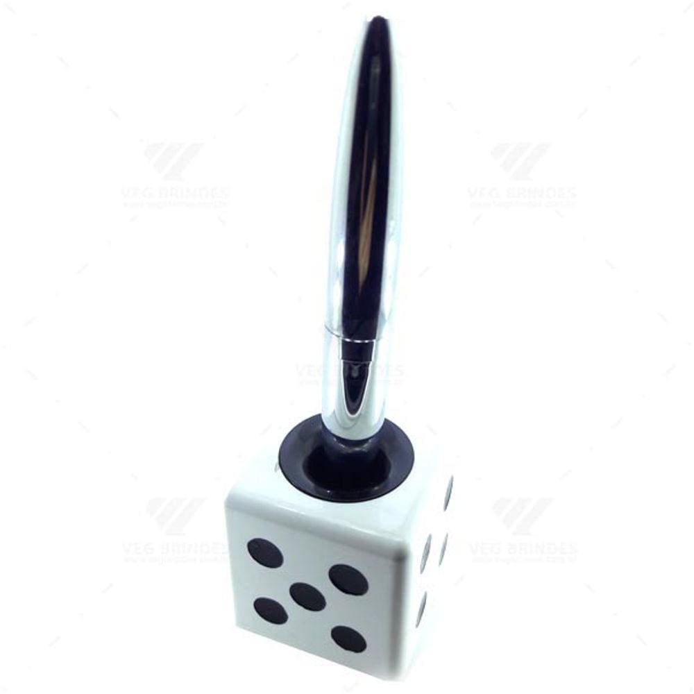 Porta Caneta De Mesa Com Caneta E Imã Dado Poker Balcão