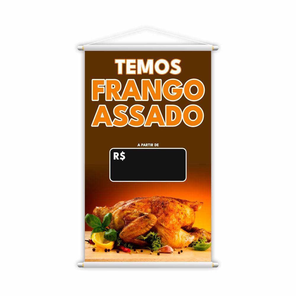 Banner Temos Frango Assado Preço Fundo Preto Grande