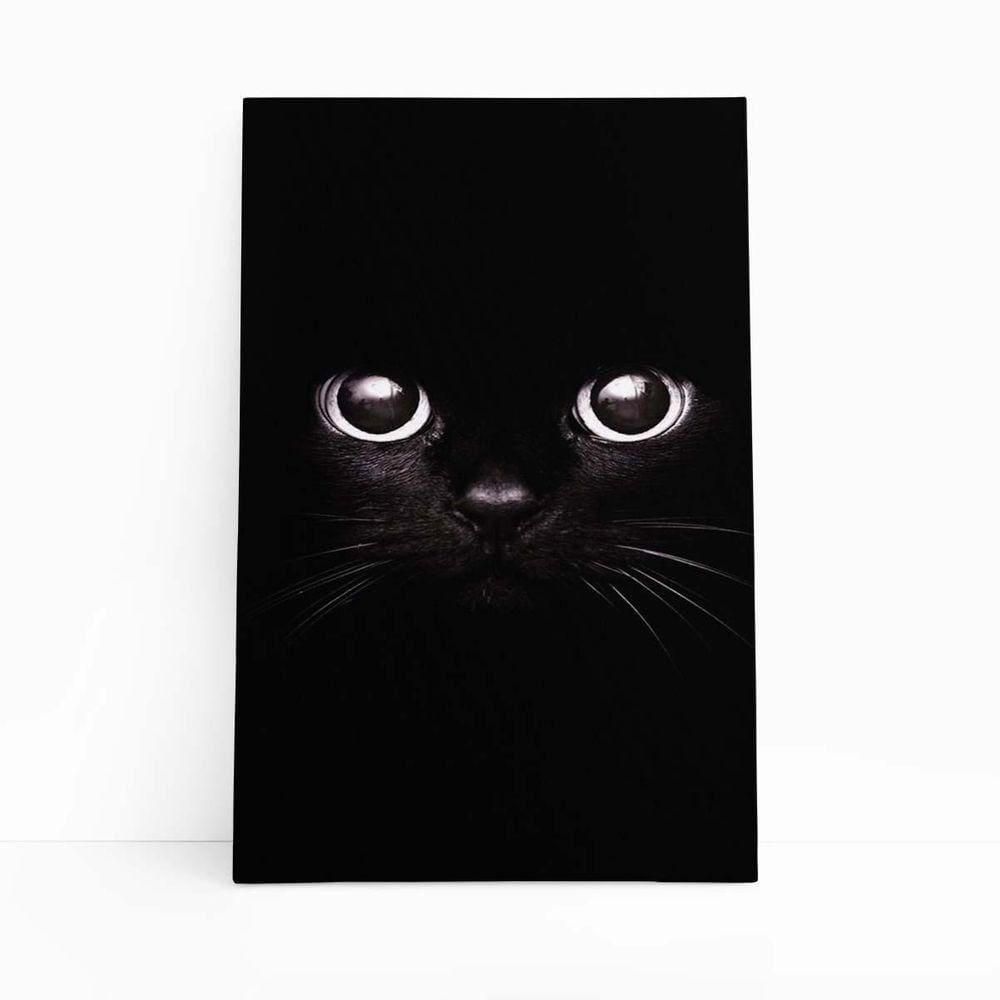 Gato Preto Foto Minimalista Animais Quadro Canvas 60X40Cm