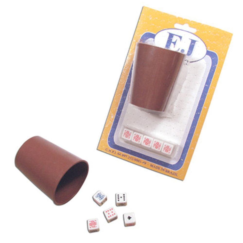 Kit Copo Para Jogar Dados + 5 Dados De Poker Carta Ficha