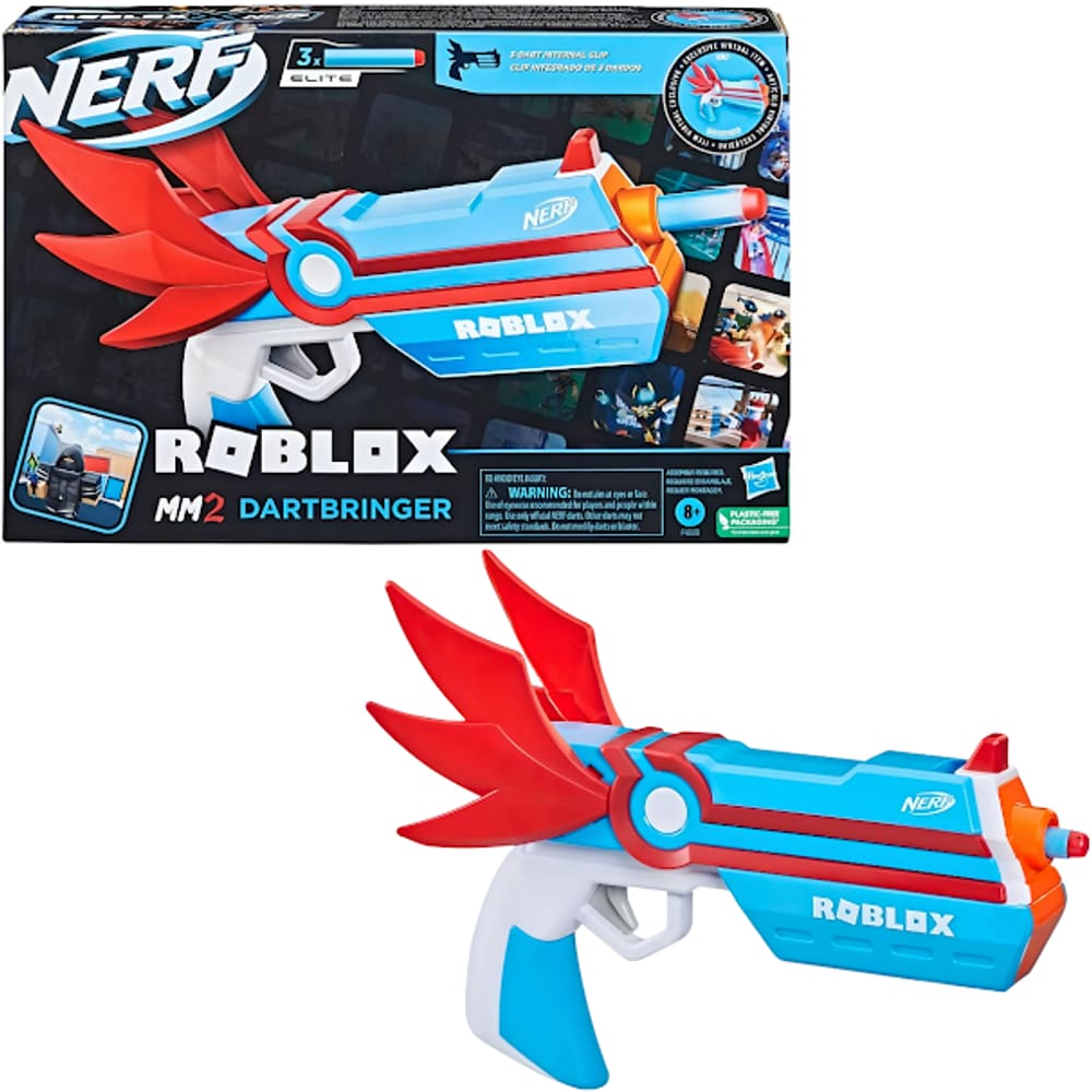 Lança Dardos – Nerf Roblox MM2 – Dartbringer – Clip para 3 Dardos