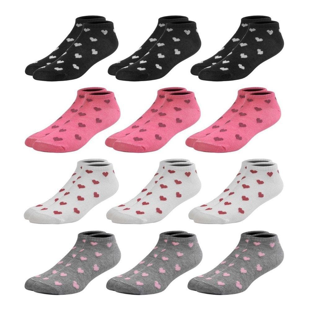 Kit 12 pares Meias Canos Curto Soquete Feminina Flor