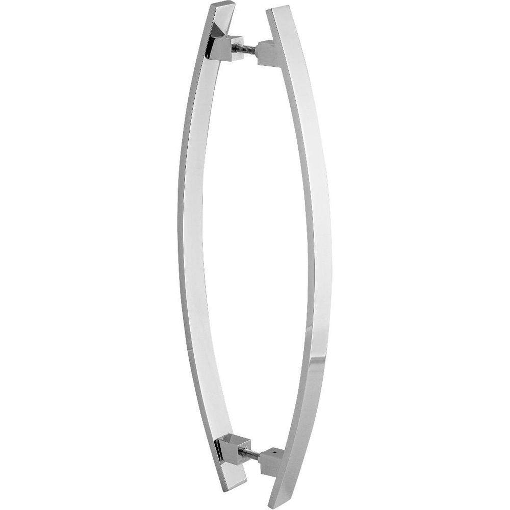 Puxador De Porta Barra Chata Curvo Arco Cromado 40cm