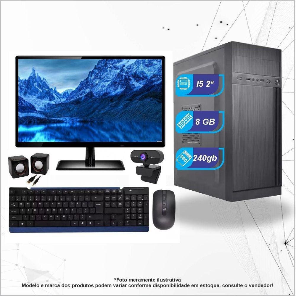 Pc Completo Core I5, 08Gb, Ssd, Monitor, Caixa De Som