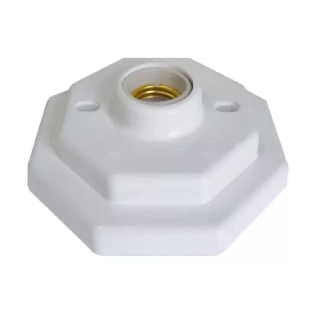 Plafon Soquete Porcelana 1Xe27 Octogonal Branco Optronik