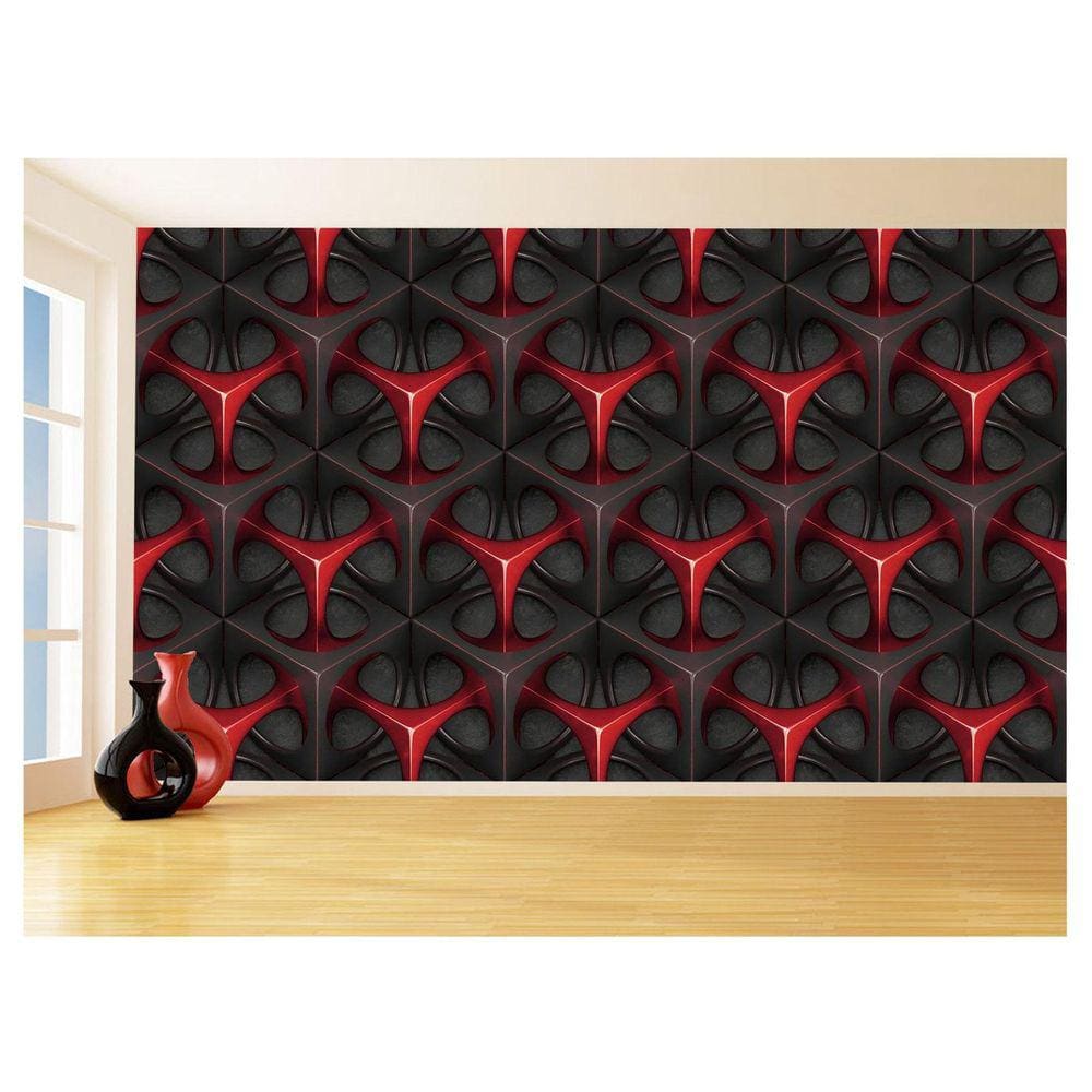 Papel De Parede 3D Textura Geométrico Vermelho 3,5M Txt79