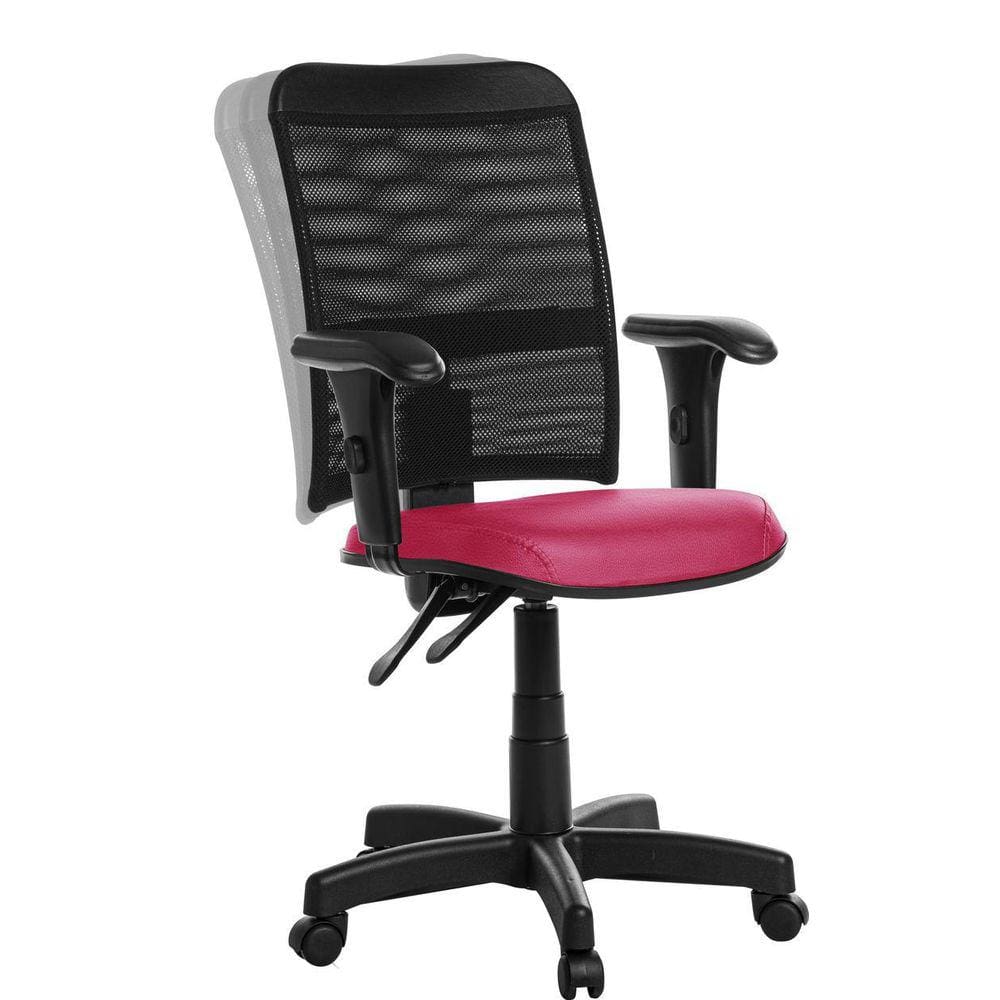 Cadeira Escritório Ergonômica Tela Com Braço Rv Rosa