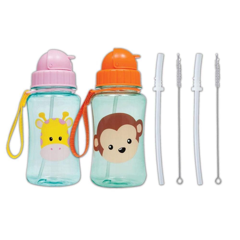 Kit 2 Garrafinhas Infantil 400 Ml Buba 2 Canudos Extra