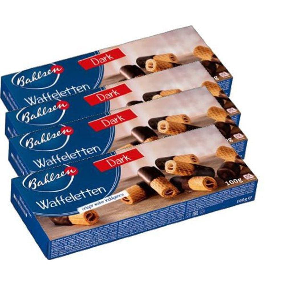 Kit 4 Biscoito Alemão Bahlsen Waffeletten Dark 100G